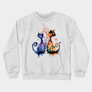 Gothic cats couple #2 Crewneck Sweatshirt